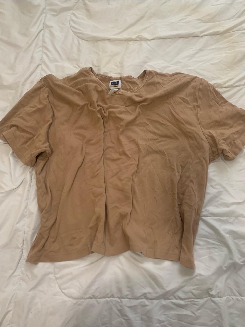 Women’s Tan Short-Sleeve Crewneck Shirt - Casual Everyday Tee